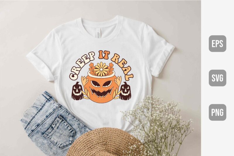 Retro Fall Halloween Sublimation, Cute Halloween Pumpkin, Cute Ghost Designs for Tshirt, Hallowen Ghost Tshirt Designs Bundle