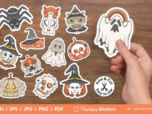 Halloween printable stickers for cricut, spooky halloween stickers graphic t shirt Halloween printable stickers for cricut, spooky halloween stickers graphic t shirt