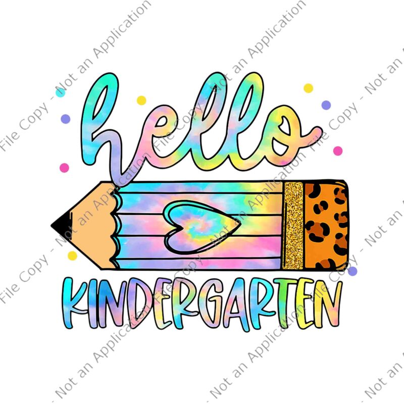 Back To School Hello Kindergarten Leopard Tie Dye Pencil Png, Hello Kindergarten Leopard Tie Dye Png, Back To School Png