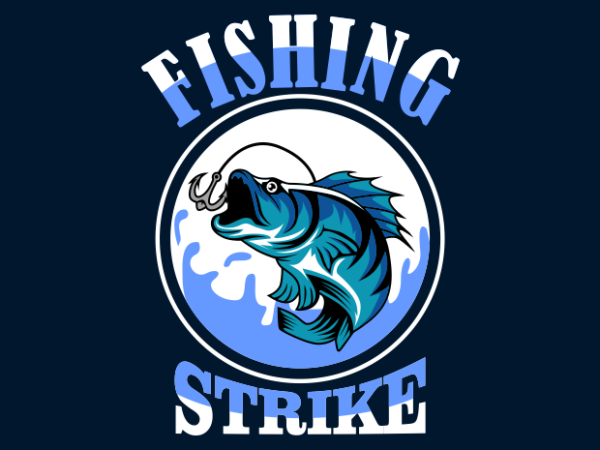 Fishing strike blue t shirt graphic design