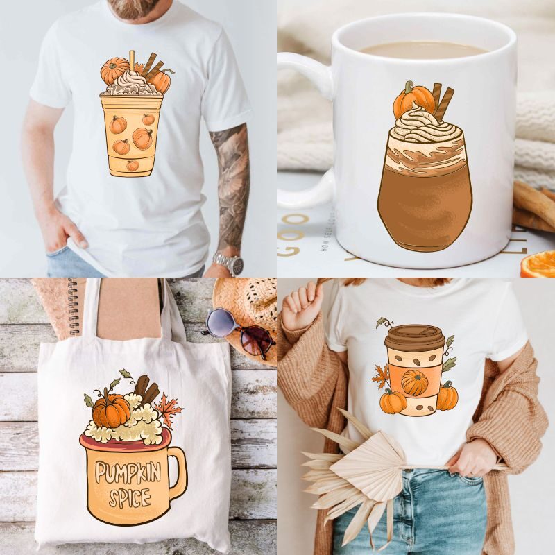 Fall Coffee PNG Sublimation, Pumpkin Spice Latte PNG, Autumn Sublimation Bundle, Buy tshirt designs