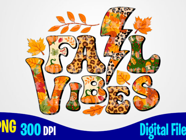 Leopard fall vibes png with lightning bolt, autumn sublimation design