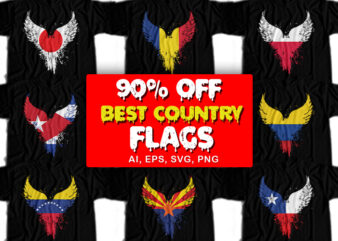 10 Best Country Flags T-Shirt Design Bundle For Commercial Use