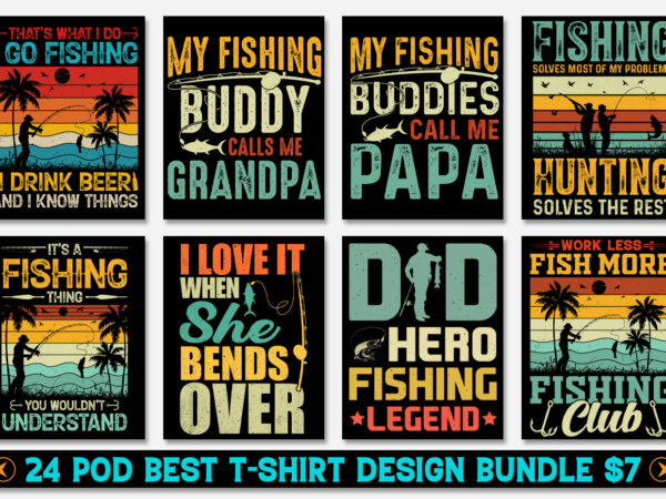 Fishing t-shirt design bundle