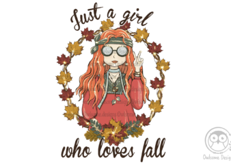 Girl Loves Fall Sublimation t shirt design template