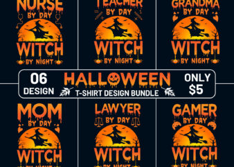 Halloween t-shirt design bundle, witch by night halloween t-shirt design