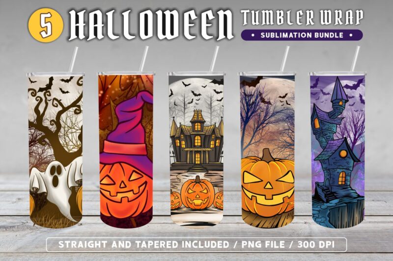 Spooky Halloween Tumbler Wrap, Halloween Skinny Tumbler Wrap, Halloween Tumbler Design,