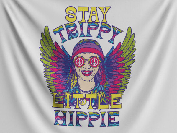 Stay trippy little hippie t shirt template vector