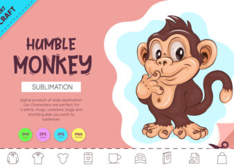 Humble Cartoon Monkey. Crafting, Sublimation.