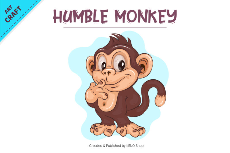 Humble Cartoon Monkey. Crafting, Sublimation.