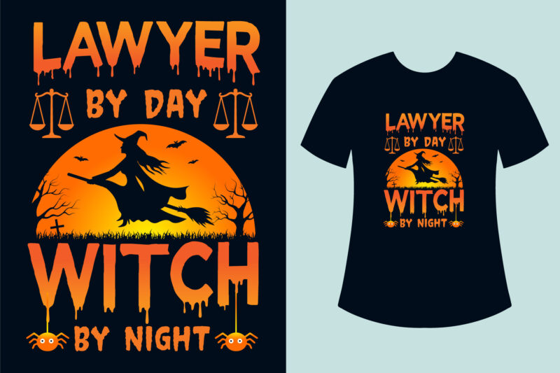 Halloween T-shirt Design Bundle, Witch by Night Halloween T-shirt Design