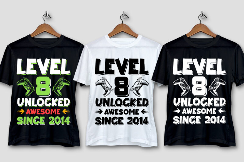 Level Up Unlocked T-Shirt Design Bundle-Birthday