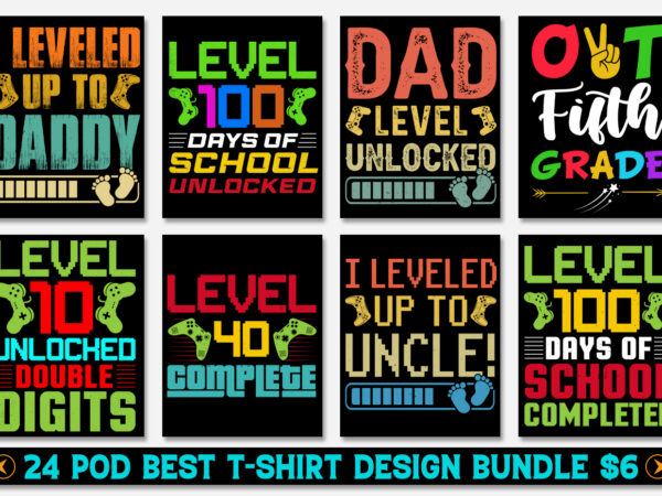 Level up birthday t-shirt design bundle