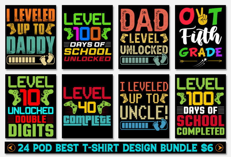 Level Up Birthday T-Shirt Design Bundle