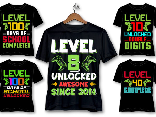 Level up unlocked t-shirt design bundle-birthday
