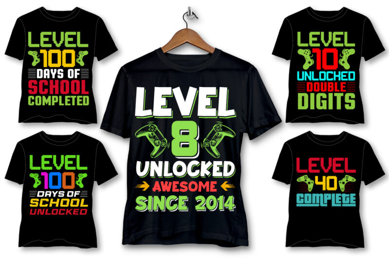 Level Up Unlocked T-Shirt Design Bundle-Birthday