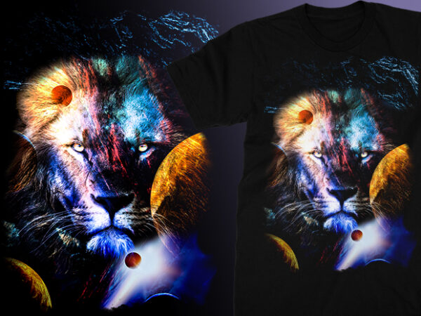 Lion galaxy t shirt vector graphic