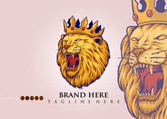 Lion king crown logo Luxury mascot illustrations