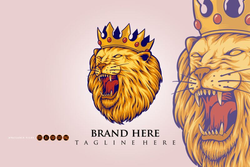 Lion king crown logo Luxury mascot illustrations