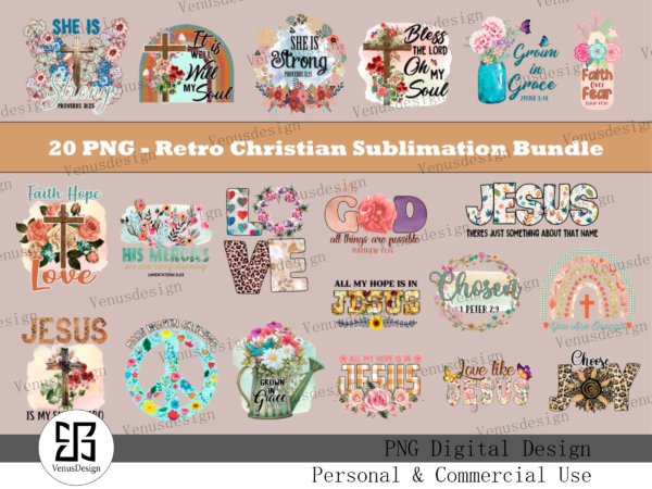 20 png – retro christian sublimation bundle tshirt design