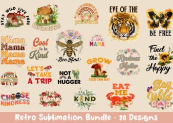 Retro Sublimation Bundle – 20 Designs Tshirt Design