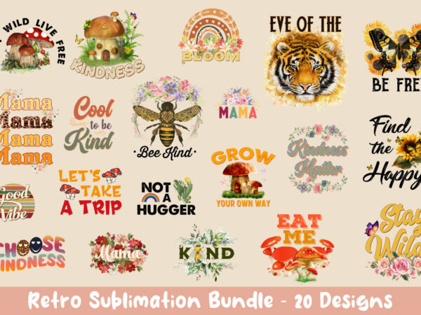 Retro sublimation bundle – 20 designs tshirt design
