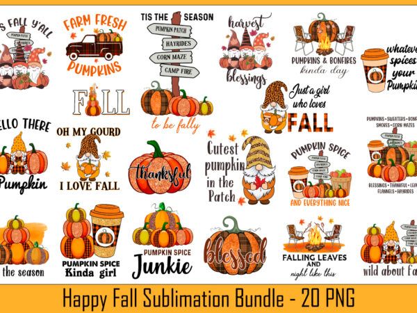 Happy fall sublimation bundle tshirt design