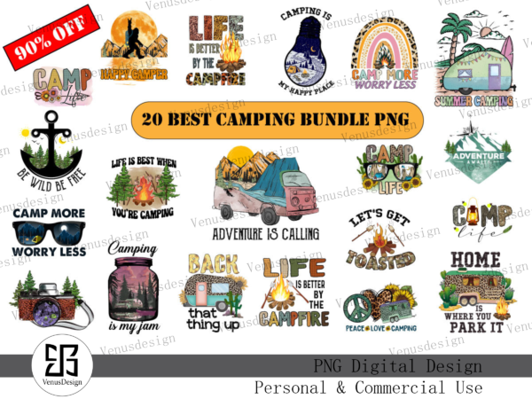 Best camping sublimation bundle tshirt design