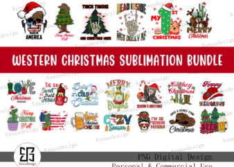 Western Christmas Sublimation Bundle Tshirt Design