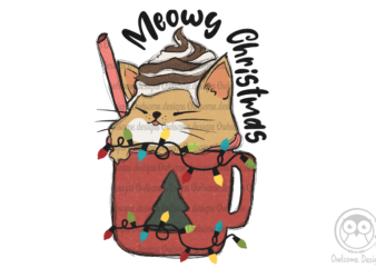 Meowy Christmas Sublimation t shirt designs for sale