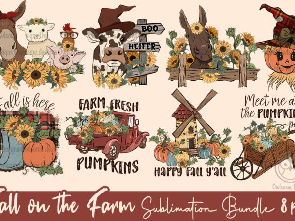 Fall on the farm sublimation bundle t shirt graphic design
