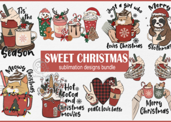 Sweet Christmas Sublimation Bundle t shirt template vector