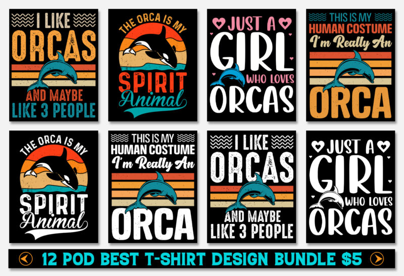Orca T-Shirt Design Bundle