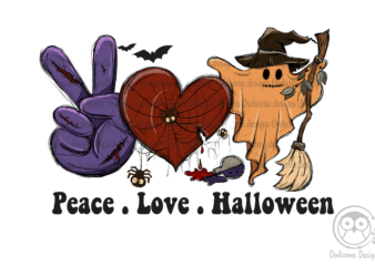 Peace Love Halloween Sublimation Designs