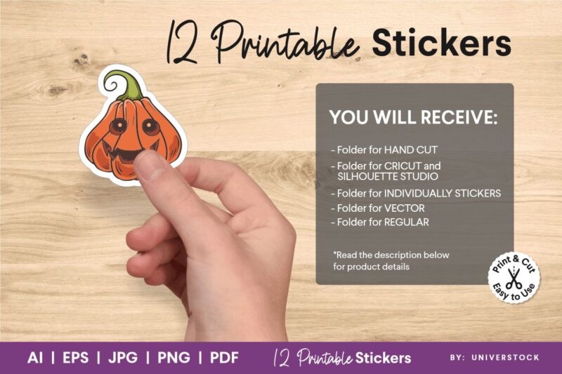 Halloween Pumpkin Character Stickers, Pumpkin Stickers Pack, Fall Sticker Designs