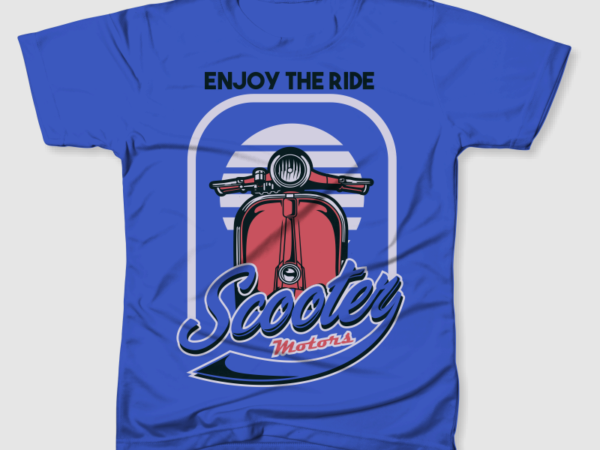 Red classic scooter t shirt design online