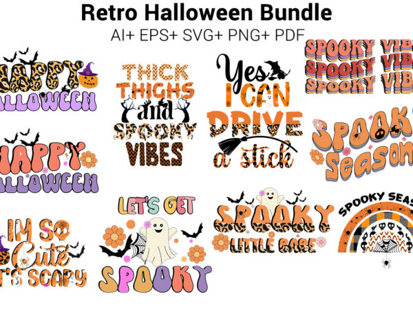 Retro halloween bundle t shirt design online