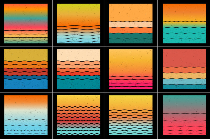 Sunset Retro Vintage Vector Bundle for T-Shirt Design