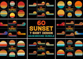 Sunset Retro Vintage Grunge Background Bundle for T-Shirt Design