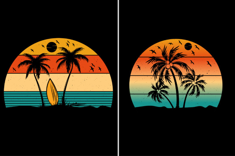 Sunset Colorful T-Shirt Background Graphic Bundle