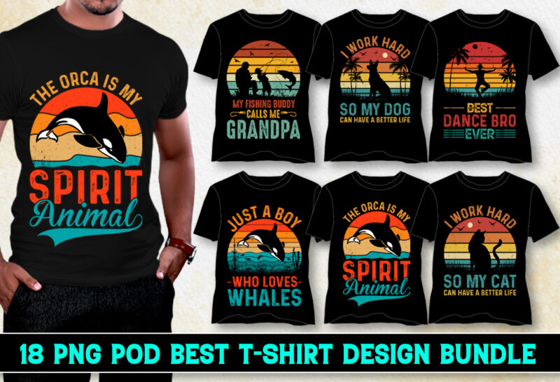 Retro Vintage Sunset T-Shirt Design Bundle