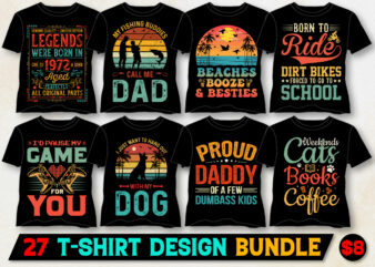 Retro Vintage Sunset T-Shirt Design Bundle