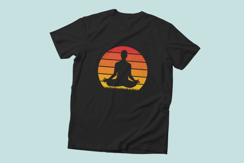 Retro Vintage Sunset Yoga T-shirt, Yoga T-shirt Design Bundle, Vintage Yoga T-shirt, Namaste Yoga T-shirts, Retro Vintage T-shirts