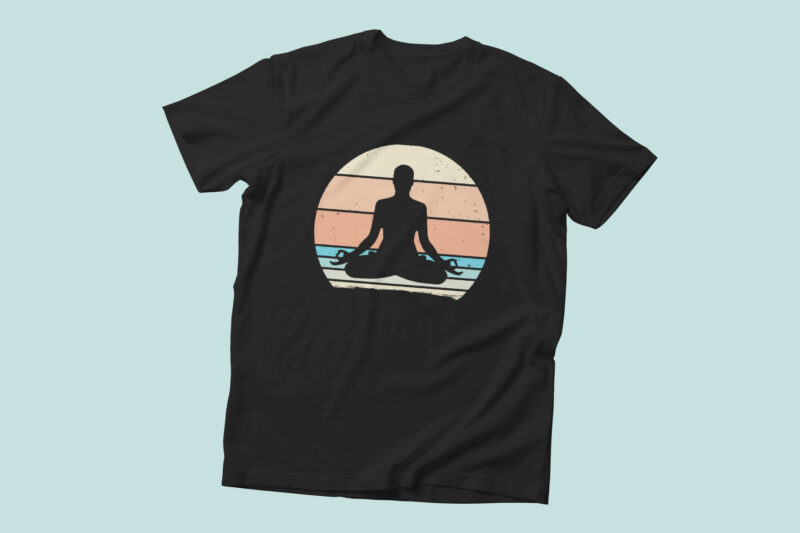 Retro Vintage Sunset Yoga T-shirt, Yoga T-shirt Design Bundle, Vintage Yoga T-shirt, Namaste Yoga T-shirts, Retro Vintage T-shirts