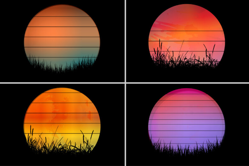 Sunset Retro Vintage T-Shirt Background Bundle