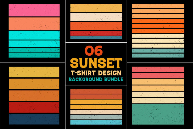 Sunset Vintage Colorful Background for T-Shirt Design