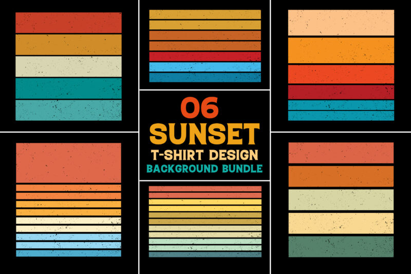 Sunset Vintage Retro Grunge Background Bundle for T-Shirt Design