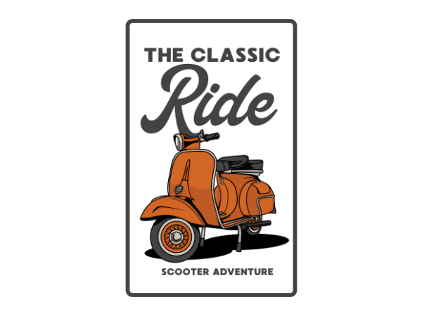 Scooter classic ride t shirt template vector