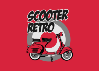 SCOOTER RETRO RED COLOR t shirt template vector