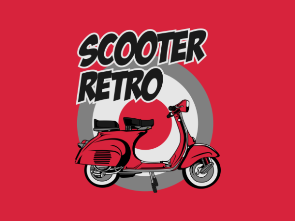 Scooter retro red color t shirt template vector